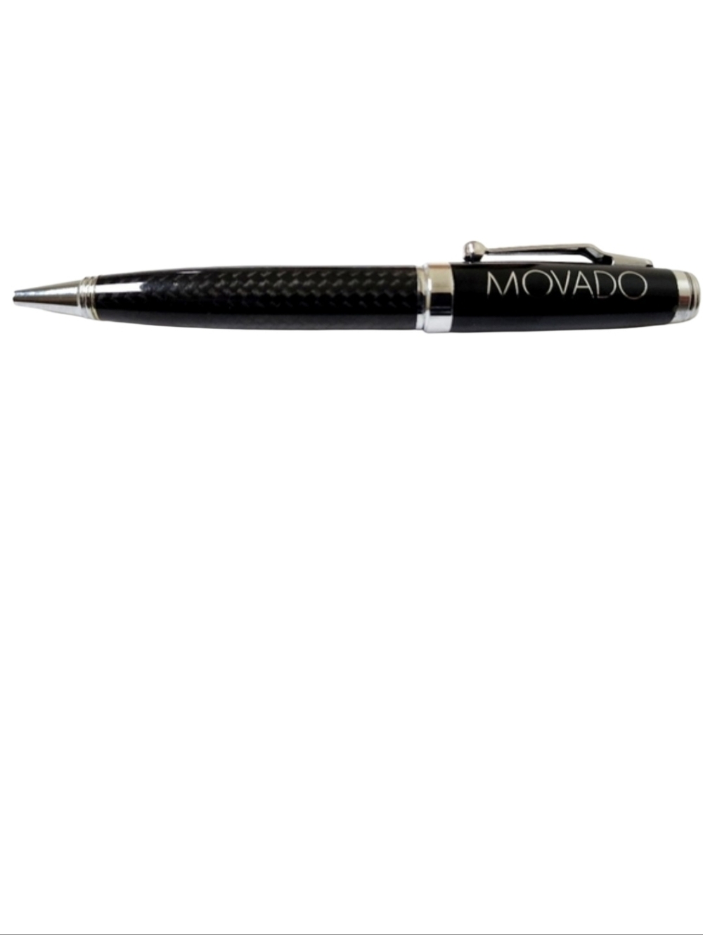 MOVADO Pen BLACK & SILVER CARBON FIBER PEN w/ Velvet Cover Back to School Gift